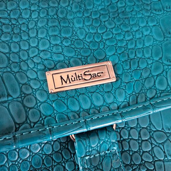 NEW MultiSac Croc Purse Strap Teal Turquoise Crossbody Embossed Blue Handbag NWT - Picture 14 of 16